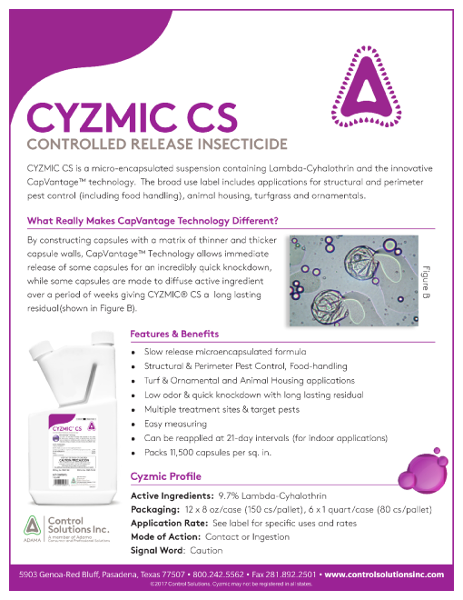 Cyzmic Insecticide sell sheet